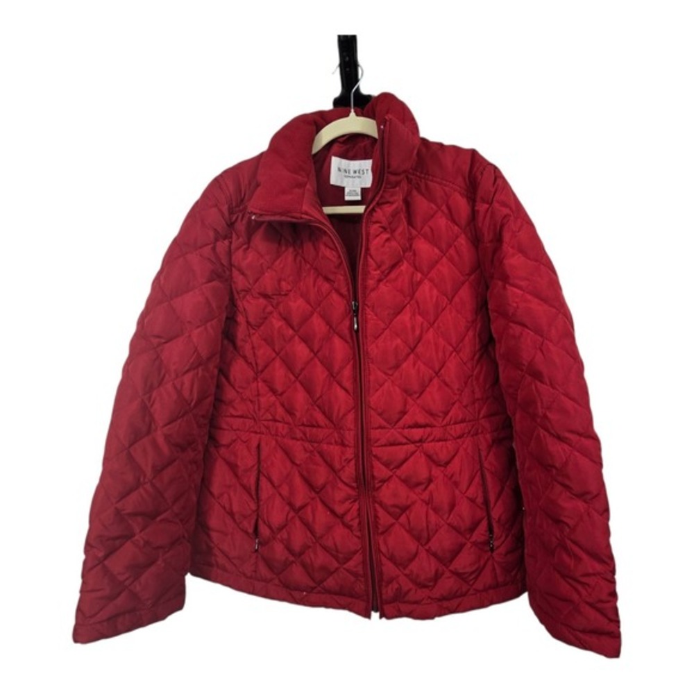 Nine West Anorak Down Puffer Coat Jacket‎ Womens XL Red Classic Warm Fleece